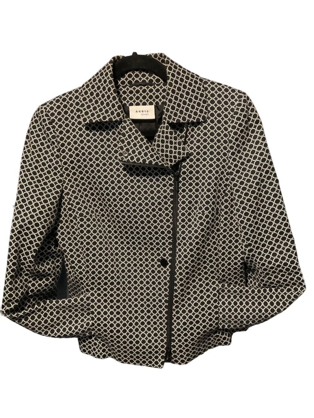 Akris Punto Circle Print Moto Jacket Size 6